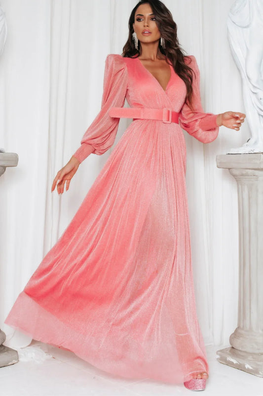 Vestido largo Sabrina con microcristales