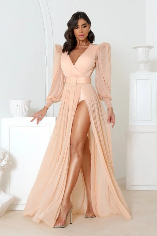 Vestido largo Sabrina con microcristales